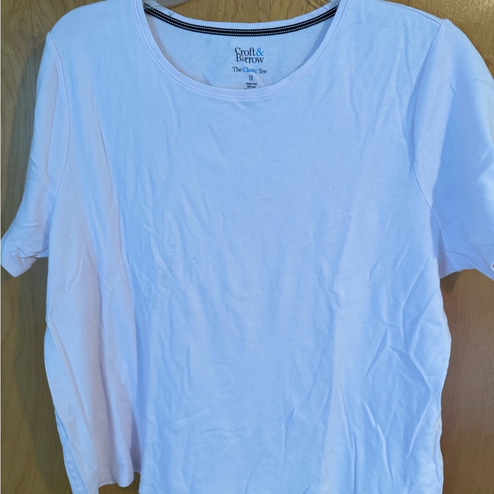 Croft & Barrow Essentials Crewneck Tee Size 1X - Pink